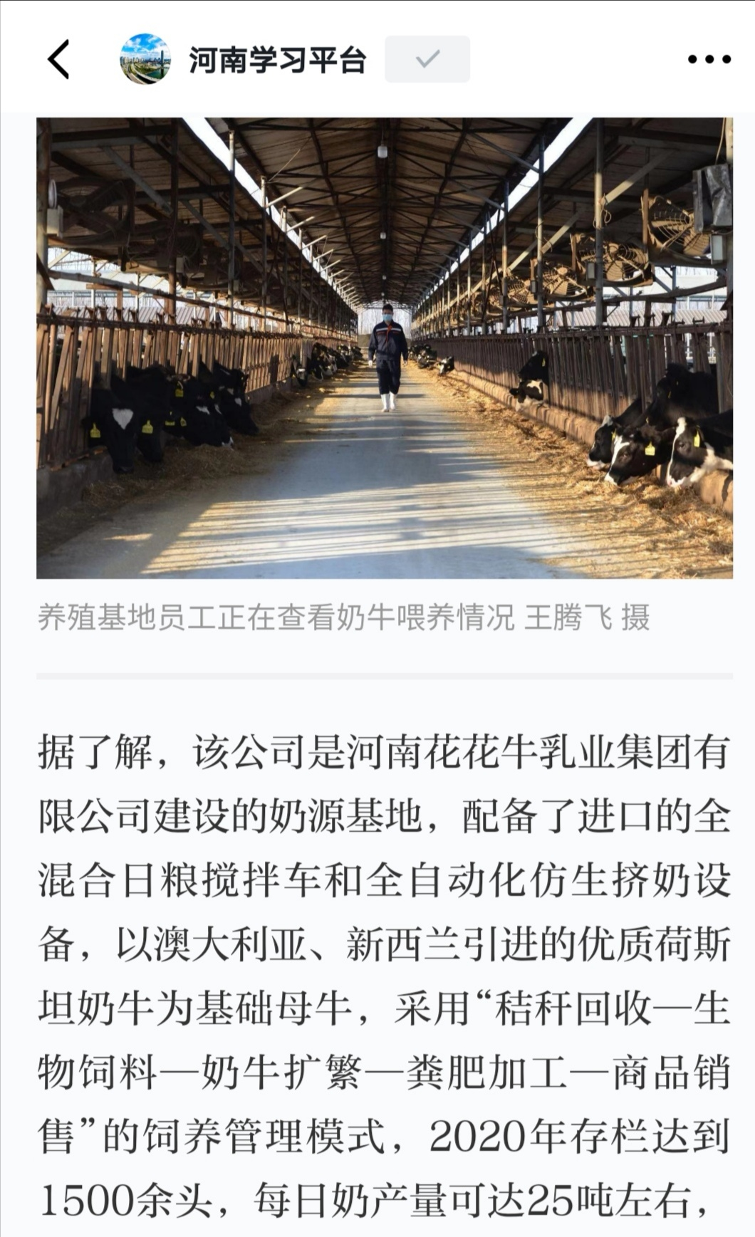 花花牛 | 強(qiáng)！花花牛養(yǎng)殖合源乳業(yè)奶源基地登上“學(xué)習(xí)強(qiáng)國”平臺啦！